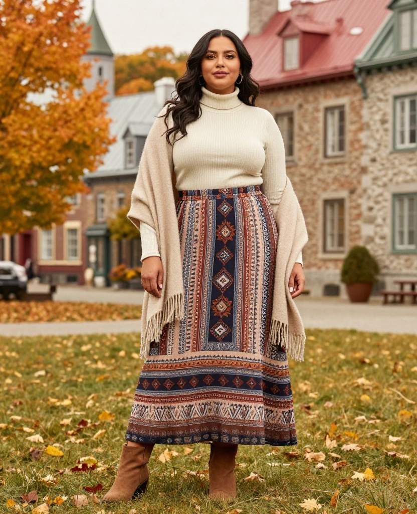 14 Trendy Outfits to Rock in Québec City This October (You’ll Love #6!) 22 What to Wear in Québec City in October 14 Trendy Outfits to Rock in Québec City This October (You’ll Love #6!) - 4. Bohemian Vibes with Maxi Skirts 1