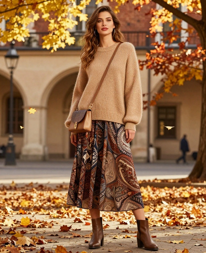 15 Chic Layering Ideas for Your Kraków Trip This October (Don't Miss #9!) 1 what to wear in Kraków in October 15 Chic Layering Ideas for Your Kraków Trip This October (Don't Miss #9!) - 1. Oversized Sweaters with Maxi Skirts 1