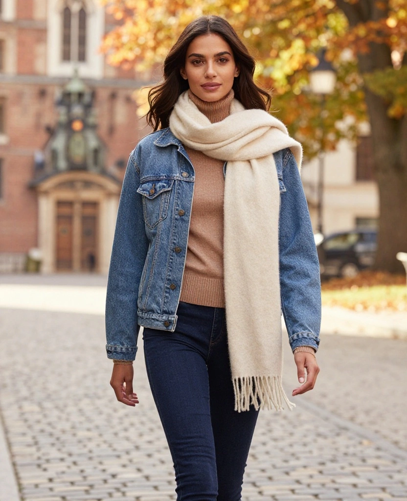 15 Chic Layering Ideas for Your Kraków Trip This October (Don't Miss #9!) 8 what to wear in Kraków in October 15 Chic Layering Ideas for Your Kraków Trip This October (Don't Miss #9!) - 2. Layered Denim Jackets and Light Scarves 1