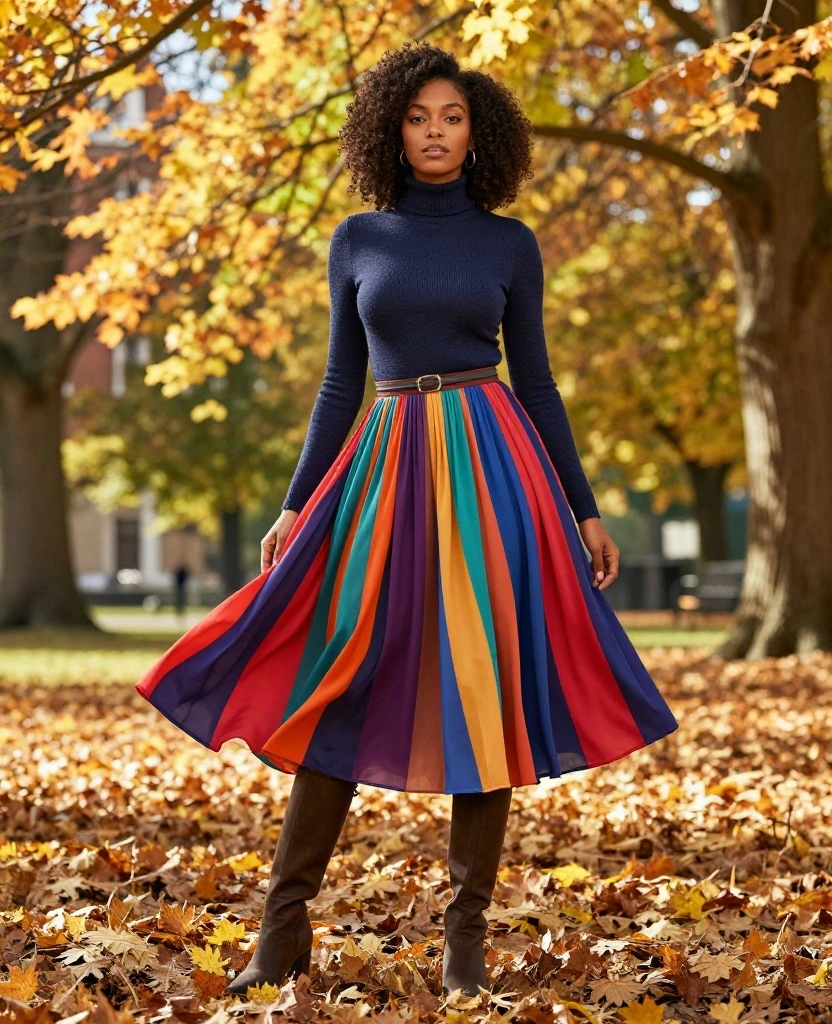 15 Chic Layering Ideas for Your Kraków Trip This October (Don't Miss #9!) 29 what to wear in Kraków in October 15 Chic Layering Ideas for Your Kraków Trip This October (Don't Miss #9!) - 5. Layered Skirts with Turtlenecks 1