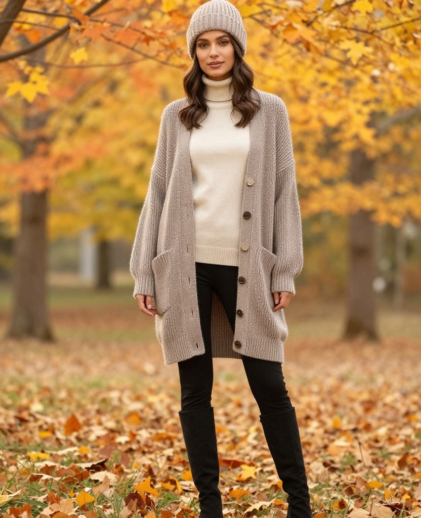 15 Cozy Layering Ideas for a Perfect Jasper October Adventure (Don't Miss #4!) 15 What to Wear in Jasper in October 15 Cozy Layering Ideas for a Perfect Jasper October Adventure (Don't Miss #4!) - 3. Oversized Cardigans with Leggings 1