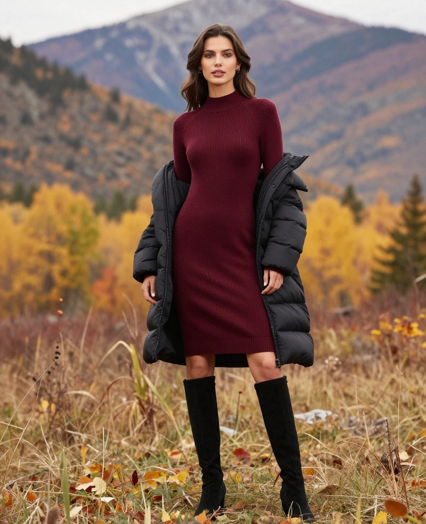 15 Cozy Layering Ideas for a Perfect Jasper October Adventure (Don't Miss #4!) 29 What to Wear in Jasper in October 15 Cozy Layering Ideas for a Perfect Jasper October Adventure (Don't Miss #4!) - 5. Puffer Jackets and Sweater Dresses 1