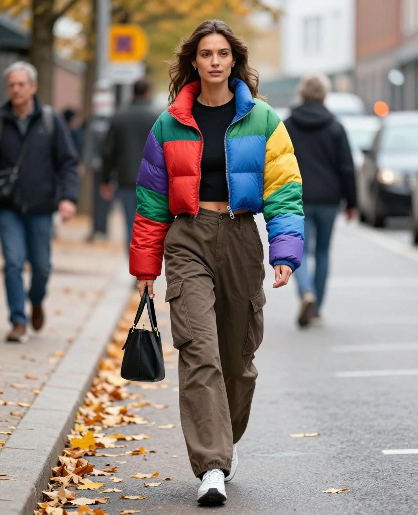 15 Cozy and Stylish Fall Outfits for Your Copenhagen October Getaway! 48 what to wear in Copenhagen in October 15 Cozy and Stylish Fall Outfits for Your Copenhagen October Getaway! - 10. Puffer Jacket with Cargo Pants 1
