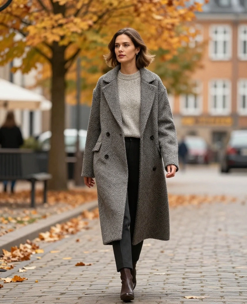 15 Cozy and Stylish Fall Outfits for Your Copenhagen October Getaway! 74 what to wear in Copenhagen in October 15 Cozy and Stylish Fall Outfits for Your Copenhagen October Getaway! - 14. Textured Sweater with a Midi Coat 1