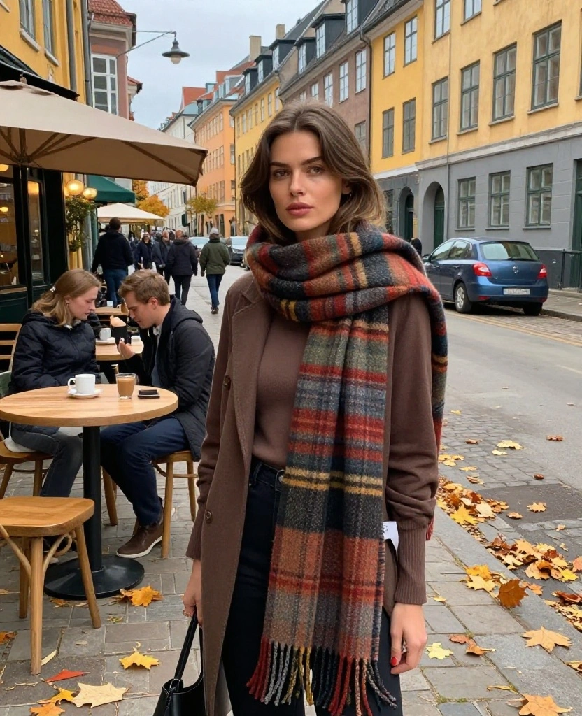 15 Cozy and Stylish Fall Outfits for Your Copenhagen October Getaway! 8 what to wear in Copenhagen in October 15 Cozy and Stylish Fall Outfits for Your Copenhagen October Getaway! - 2. Oversized Scarf with Layered Tops 1