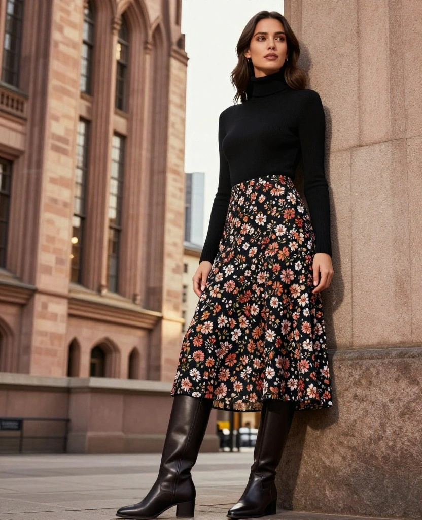 15 Must-Have Autumn Looks for Frankfurt That Are Perfect for Layering! 15 what to wear in Frankfurt in October 15 Must-Have Autumn Looks for Frankfurt That Are Perfect for Layering! - 3. Trendy Turtlenecks Under Dresses 1