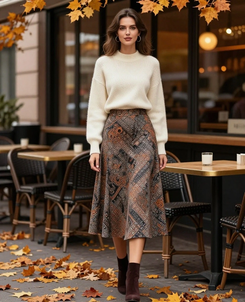 15 Must-Have Autumn Looks for Frankfurt That Are Perfect for Layering! 29 what to wear in Frankfurt in October 15 Must-Have Autumn Looks for Frankfurt That Are Perfect for Layering! - 5. Layered Midi Skirts with Knitwear 1