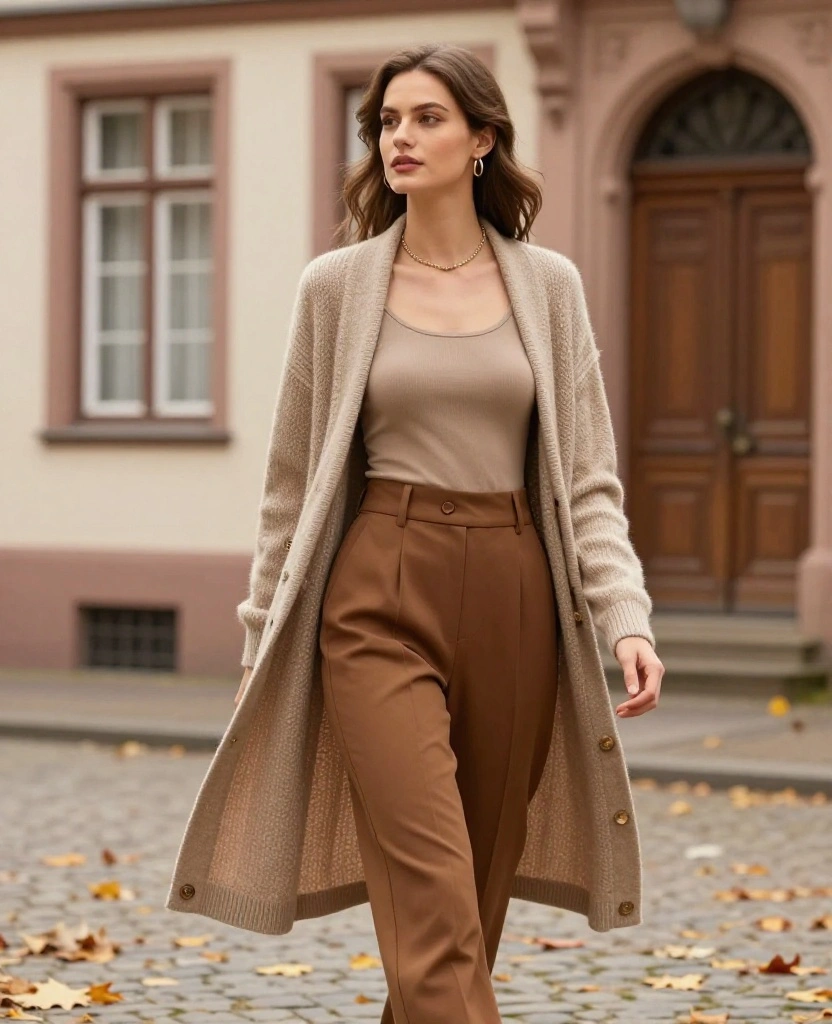 15 Must-Have Autumn Looks for Frankfurt That Are Perfect for Layering! 52 what to wear in Frankfurt in October 15 Must-Have Autumn Looks for Frankfurt That Are Perfect for Layering! - 8. Vintage Vibes: Retro Cardigans and High-Waisted Pants 1
