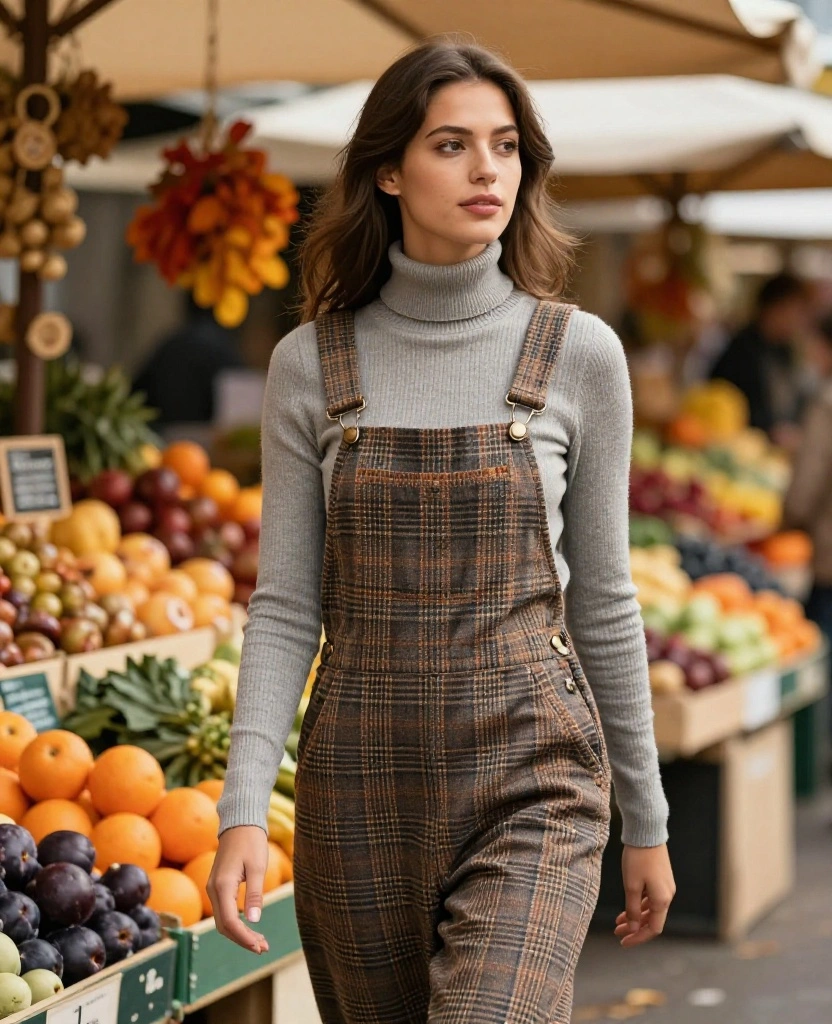 15 Must-Have Outfits for Your Cologne October Adventure (You Won't Want to Miss #7!) 64 what to wear in Cologne in October 15 Must-Have Outfits for Your Cologne October Adventure (You Won't Want to Miss #7!) - 10. Plaid Overalls with Turtleneck 1