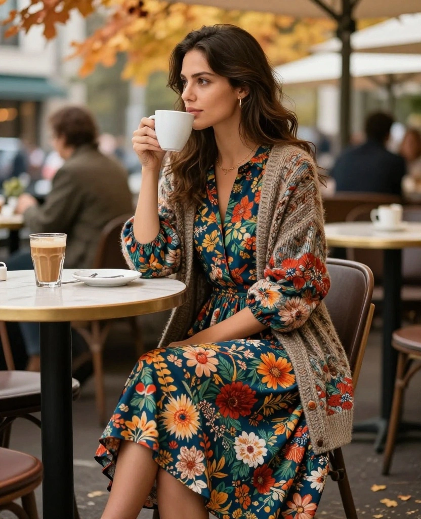 15 Must-Have Outfits for Your Cologne October Adventure (You Won't Want to Miss #7!) 15 what to wear in Cologne in October 15 Must-Have Outfits for Your Cologne October Adventure (You Won't Want to Miss #7!) - 3. Layered Midi Dress with Cardigan 1
