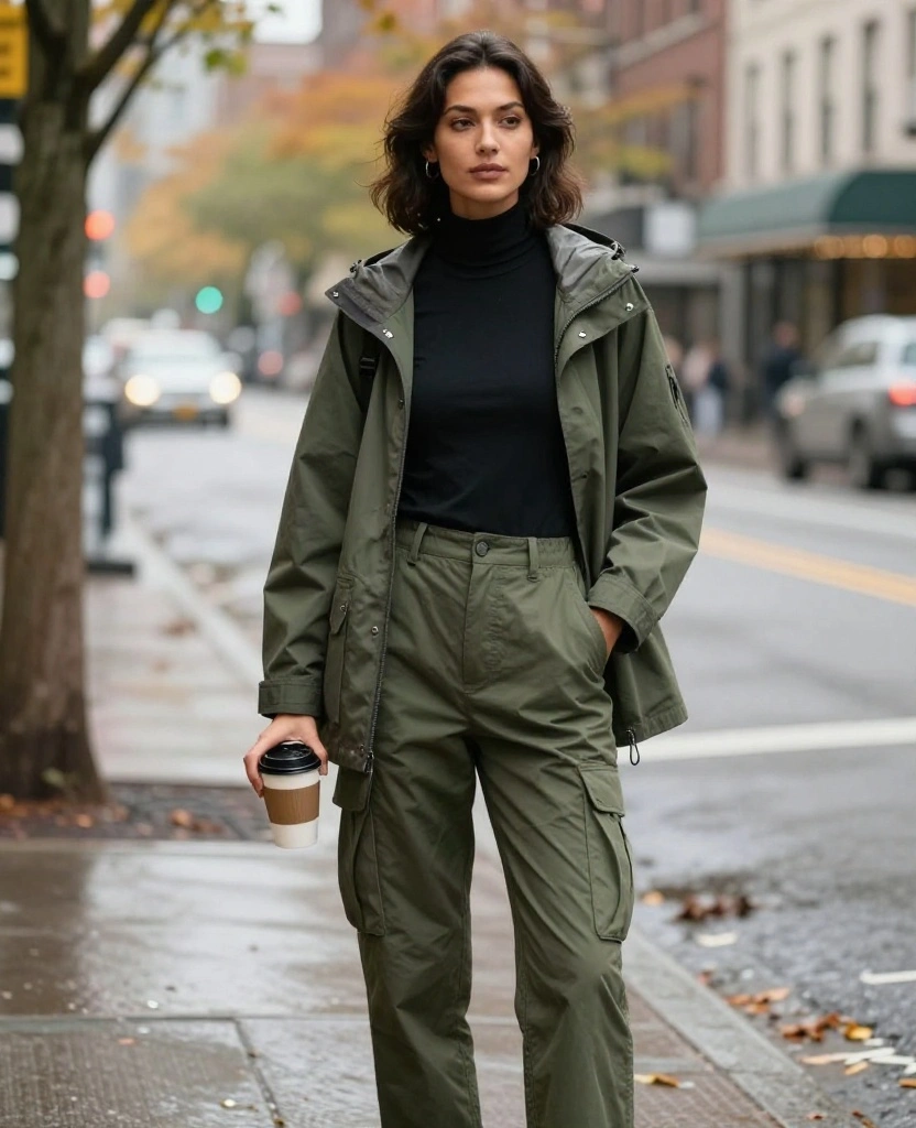 15 Seattle November Outfits That Are Stylish, Warm, and Totally Rain-Ready! 36 what to wear in Seattle in November 15 Seattle November Outfits That Are Stylish, Warm, and Totally Rain-Ready! - 6. Utilitarian Styles with Cargo Pants 1