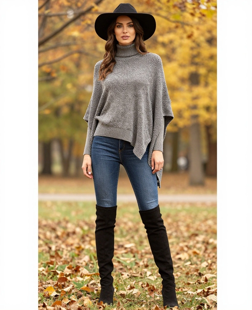 15 Travel Outfit Ideas for Warsaw in October That'll Keep You Cozy and Chic! 80 what to wear in Warsaw in October 15 Travel Outfit Ideas for Warsaw in October That'll Keep You Cozy and Chic! - 12. Warm Ponchos with Textured Layers 1