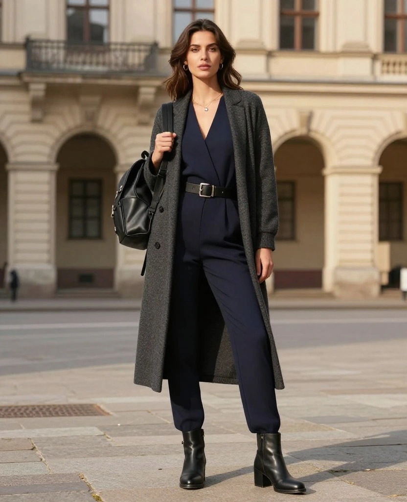 15 Travel Outfit Ideas for Warsaw in October That'll Keep You Cozy and Chic! 59 what to wear in Warsaw in October 15 Travel Outfit Ideas for Warsaw in October That'll Keep You Cozy and Chic! - 9. Effortless Jumpsuits with Layered Accessories 1