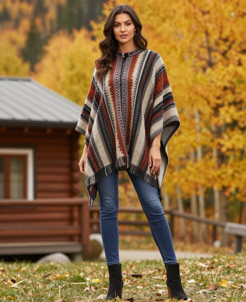 15 Trending Outfits for Your Aspen Adventure in October (You Won't Believe #7!) 29 What to Wear in Aspen in October 15 Trending Outfits for Your Aspen Adventure in October (You Won't Believe #7!) - 5. Stylish Cape and Skinny Jeans 1