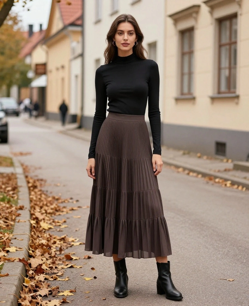 Brave the Gothenburg Weather: 15 Stylish October Looks You Need! 59 what to wear in Gothenburg in October Brave the Gothenburg Weather: 15 Stylish October Looks You Need! - 9. Layered Maxi Skirts 1