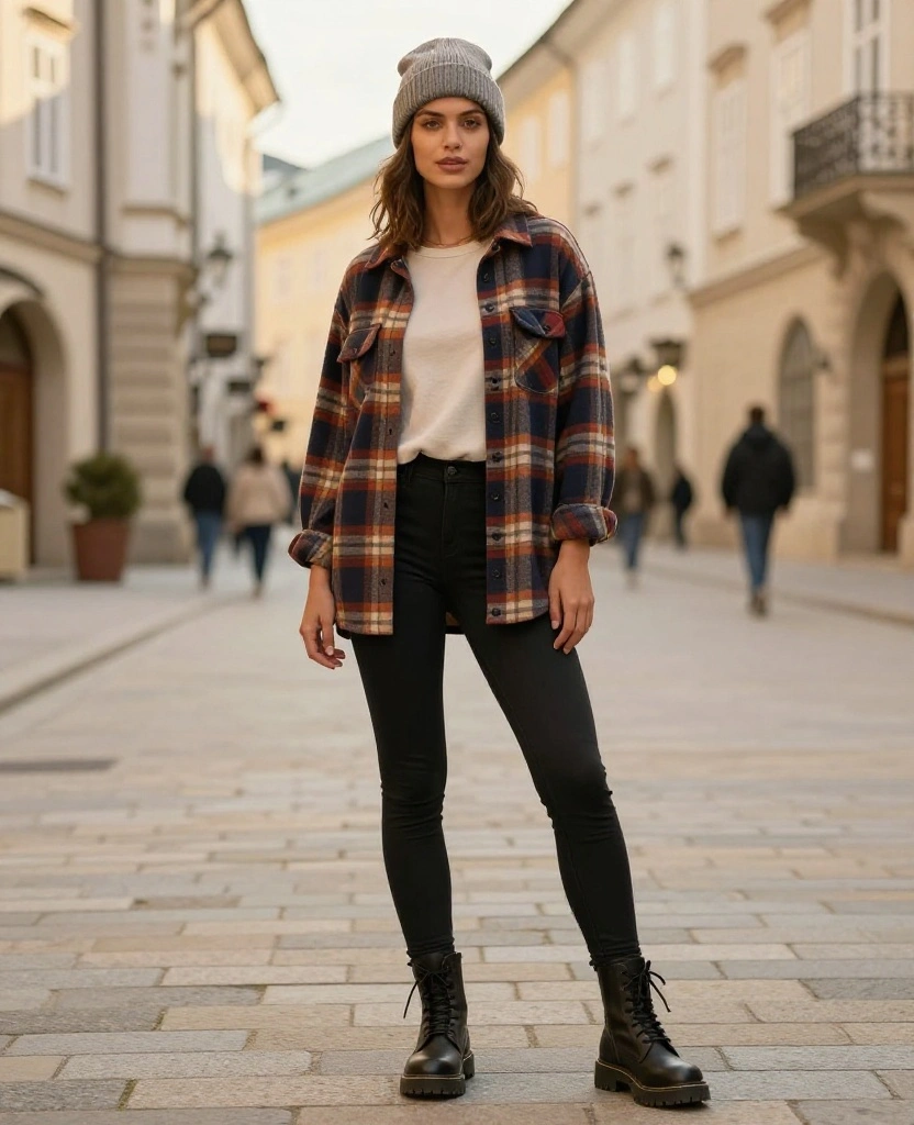 Discover 12 Trendy Fall Outfits for Your Salzburg Adventure This October! 43 what to wear in Salzburg in October Discover 12 Trendy Fall Outfits for Your Salzburg Adventure This October! - 7. Flannel Fever: Cozy and Casual 1