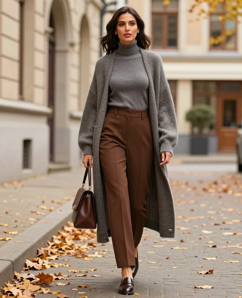 Fall in Love with Brussels: 12 Stylish Outfits for October 29 what to wear in Brussels in October Fall in Love with Brussels: 12 Stylish Outfits for October - 5. Tailored Trousers with Chic Layers 1