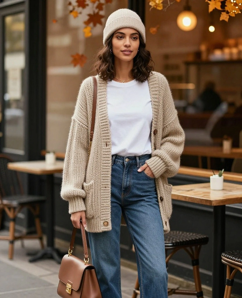 Fall in Love with Brussels: 12 Stylish Outfits for October 45 what to wear in Brussels in October Fall in Love with Brussels: 12 Stylish Outfits for October - 7. Chunky Knit Cardigans as Essentials 1