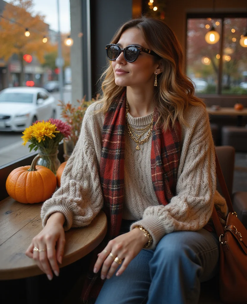 Master the Art of Layering: 13 Vancouver Outfits for October You Need to Try! 55 what to wear in Vancouver in October Master the Art of Layering: 13 Vancouver Outfits for October You Need to Try! - 9. Chunky Sweaters and Layered Jewelry 1