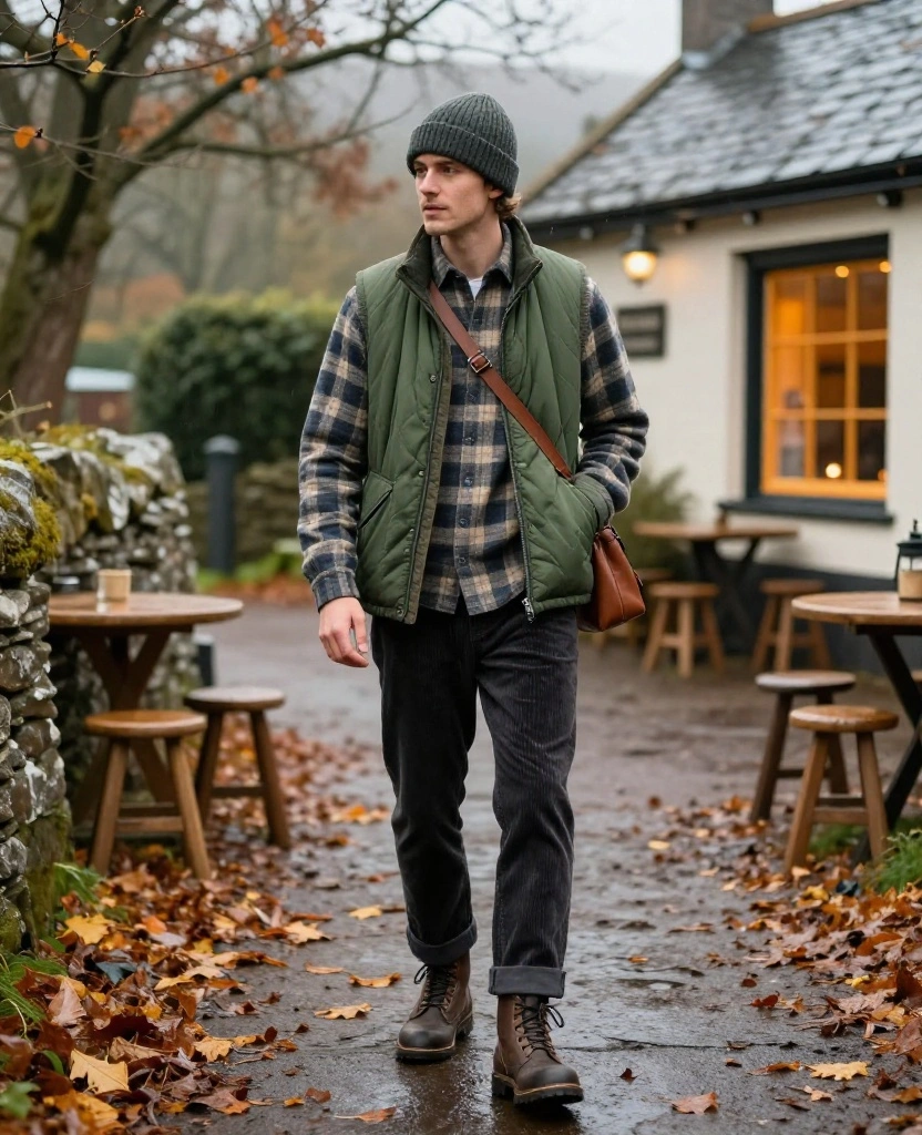 10 Killarney November Outfits That Go From Castle Sightseeing to Cozy Pub Evenings 8 What to Wear in Killarney in November 10 Killarney November Outfits That Go From Castle Sightseeing to Cozy Pub Evenings - 2. The Quilted Vest, Plaid Shirt, and Easy Boot Look 1