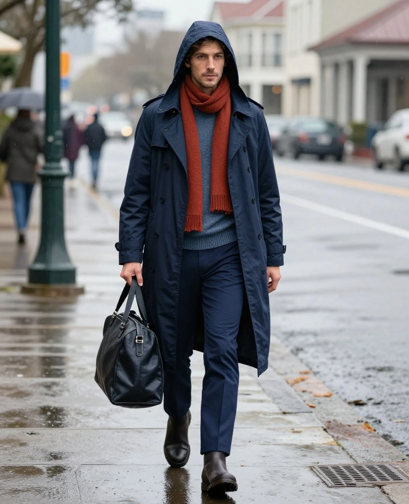 11 Charleston December Weather Outfits That’ll Keep You Dry Without Ruining Your Style 22 What to Wear in Charleston in December 11 Charleston December Weather Outfits That’ll Keep You Dry Without Ruining Your Style - 4. A Monochrome Navy Outfit That Handles the Waterfront 1