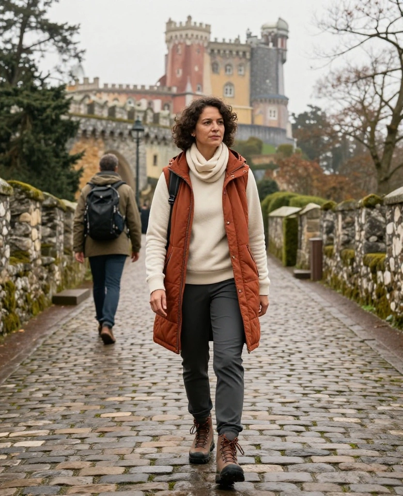 11 Genius Layering Ideas for Sintra in November (Perfect for Chilly Castle Walks!) 29 What to Wear in Sintra in November 11 Genius Layering Ideas for Sintra in November (Perfect for Chilly Castle Walks!) - 7. Build Around Stretch Trousers and a Longline Layer 1