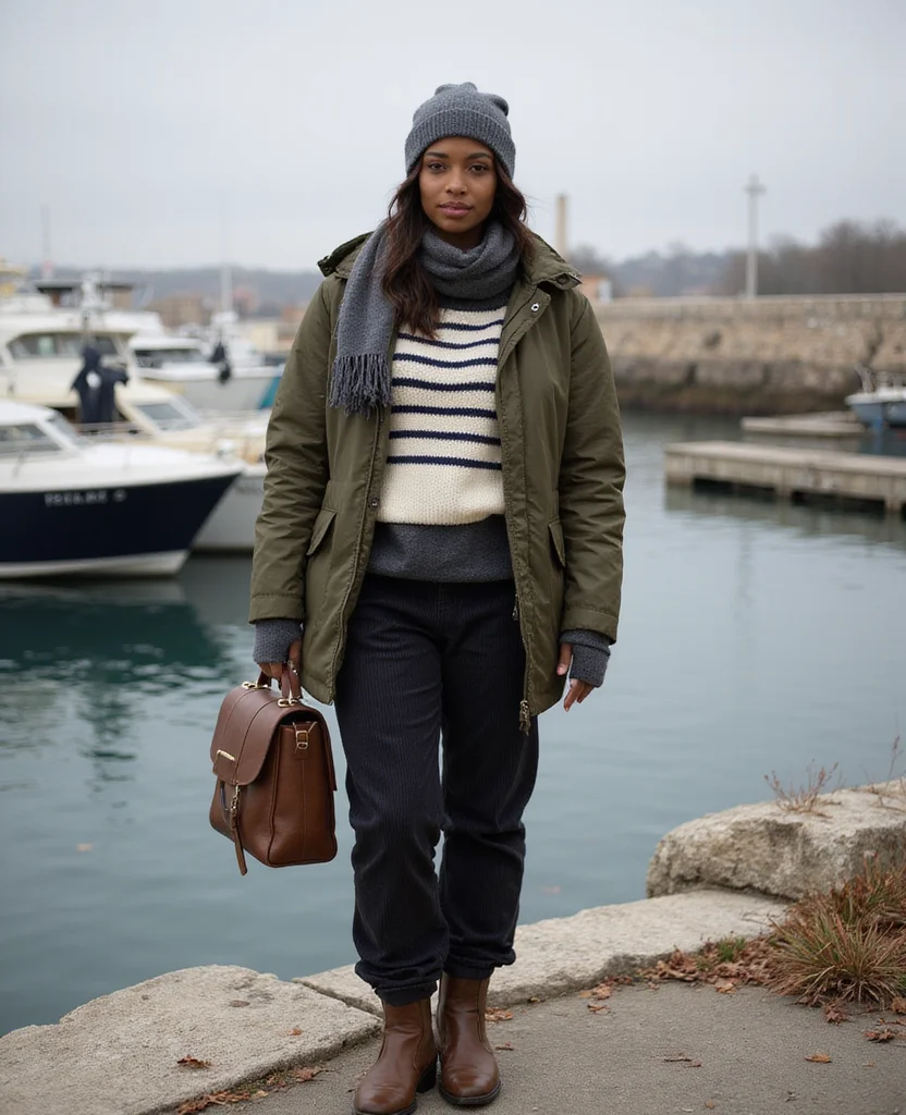 11 Mistral-Proof Outfit Ideas for Marseille in November That Keep the Chill Out 20 What to Wear in Marseille in November 11 Mistral-Proof Outfit Ideas for Marseille in November That Keep the Chill Out - 4. The Breton Stripe with a Warm Quilted Jacket 1
