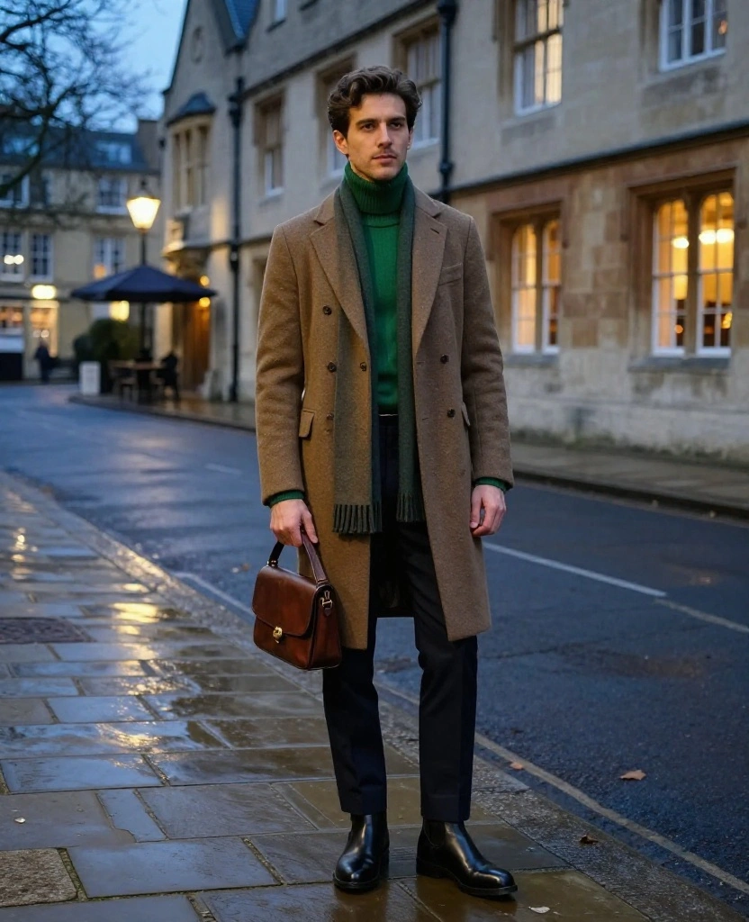11 Oxford Evening Outfits for November That Keep You Warm Without Sacrificing Your Date-Night Style 1 What to Wear in Oxford in November 11 Oxford Evening Outfits for November That Keep You Warm Without Sacrificing Your Date-Night Style - 1. The Turtleneck, Tailored Coat, and Ankle Boot Formula 1