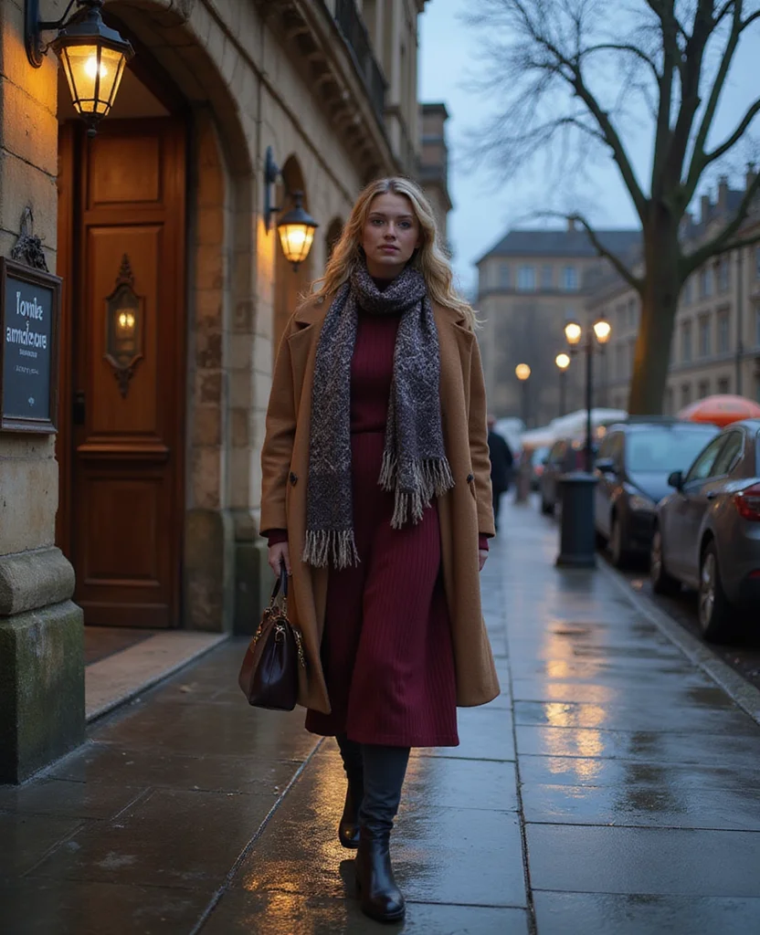 11 Oxford Evening Outfits for November That Keep You Warm Without Sacrificing Your Date-Night Style 9 What to Wear in Oxford in November 11 Oxford Evening Outfits for November That Keep You Warm Without Sacrificing Your Date-Night Style - 3. The Knit Midi Dress with Opaque Tights 1