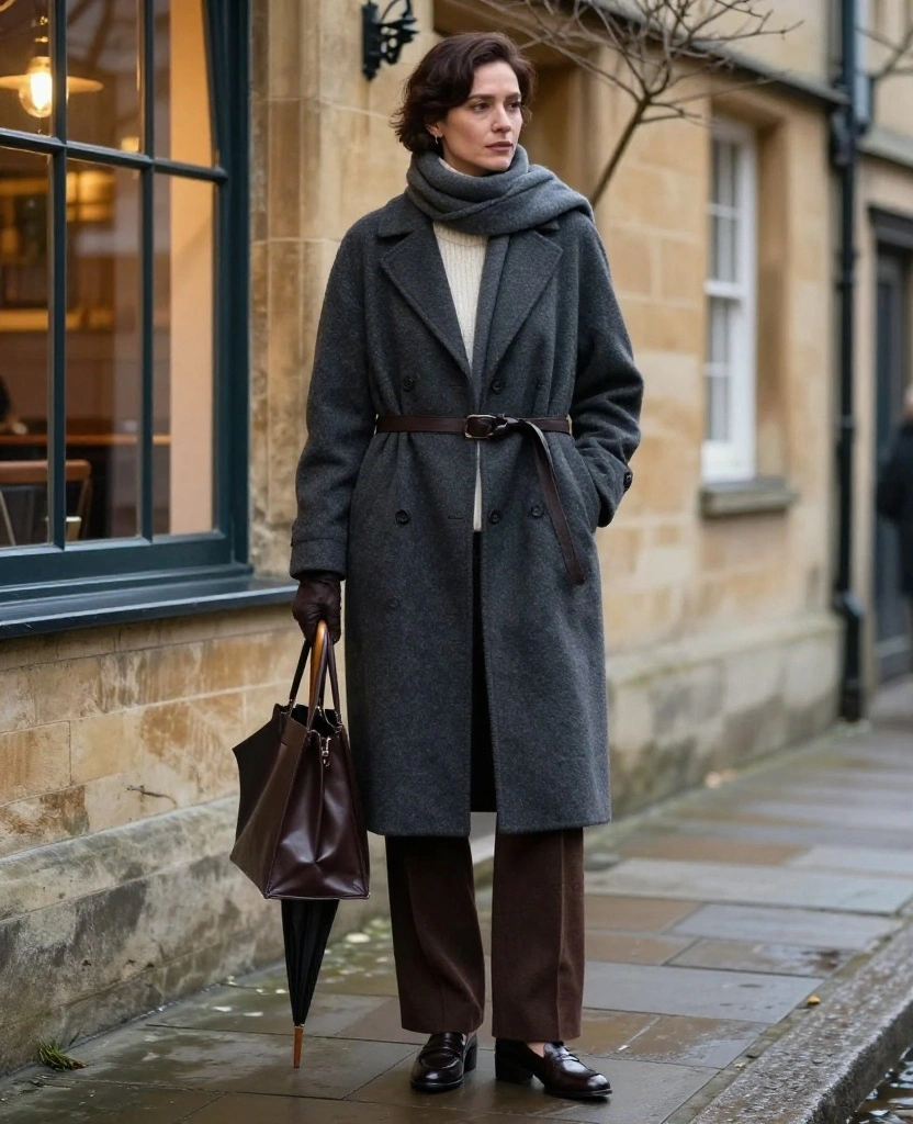 11 Oxford Evening Outfits for November That Keep You Warm Without Sacrificing Your Date-Night Style 14 What to Wear in Oxford in November 11 Oxford Evening Outfits for November That Keep You Warm Without Sacrificing Your Date-Night Style - 4. Wide-Leg Trousers with a Fine Knit and Long Coat 1