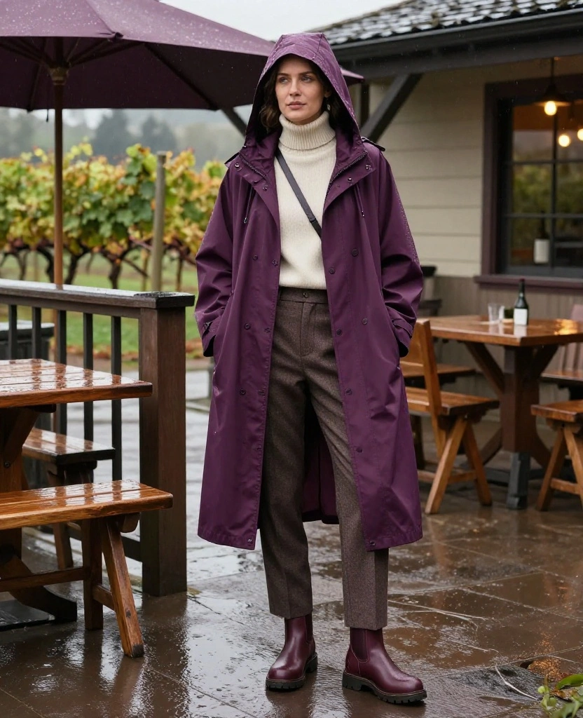 11 Rain-Ready Outfit Ideas for What to Wear in Sonoma in November Without Sacrificing Your Style 49 what to wear in Sonoma in November 11 Rain-Ready Outfit Ideas for What to Wear in Sonoma in November Without Sacrificing Your Style - 9. A Fine Knit Turtleneck, Wool Trousers, and a Hooded Rain Cape 1