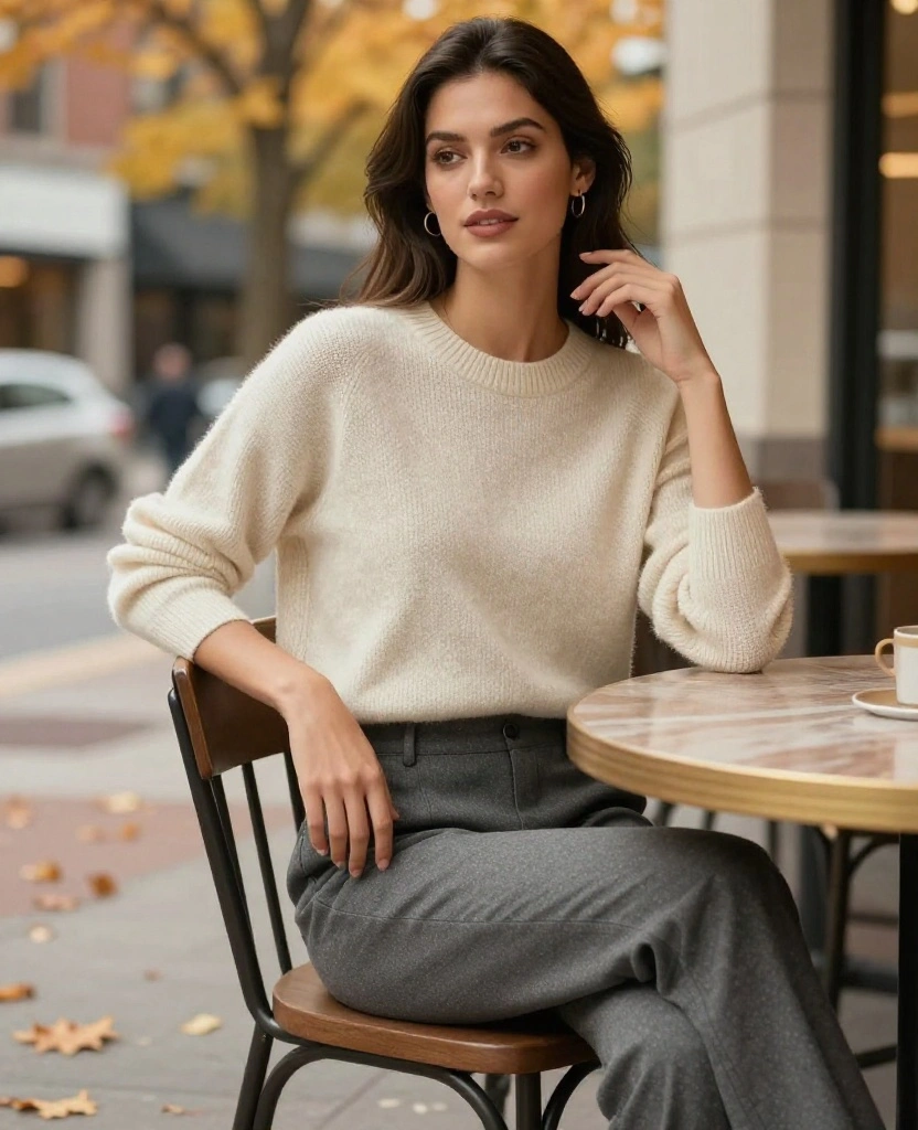12 Chic November Looks for Milwaukee That'll Keep You Cozy and Stylish! 75 What to Wear in Milwaukee in November 12 Chic November Looks for Milwaukee That'll Keep You Cozy and Stylish! - 11. Relaxed Fit Sweater and Trousers 1