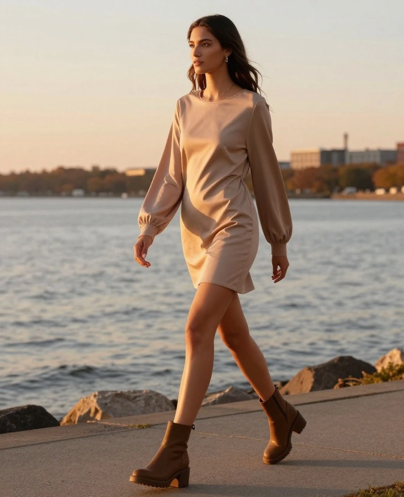 12 Chic November Looks for Milwaukee That'll Keep You Cozy and Stylish! 82 What to Wear in Milwaukee in November 12 Chic November Looks for Milwaukee That'll Keep You Cozy and Stylish! - 12. Chunky Heel and Soft Dress Combo 1