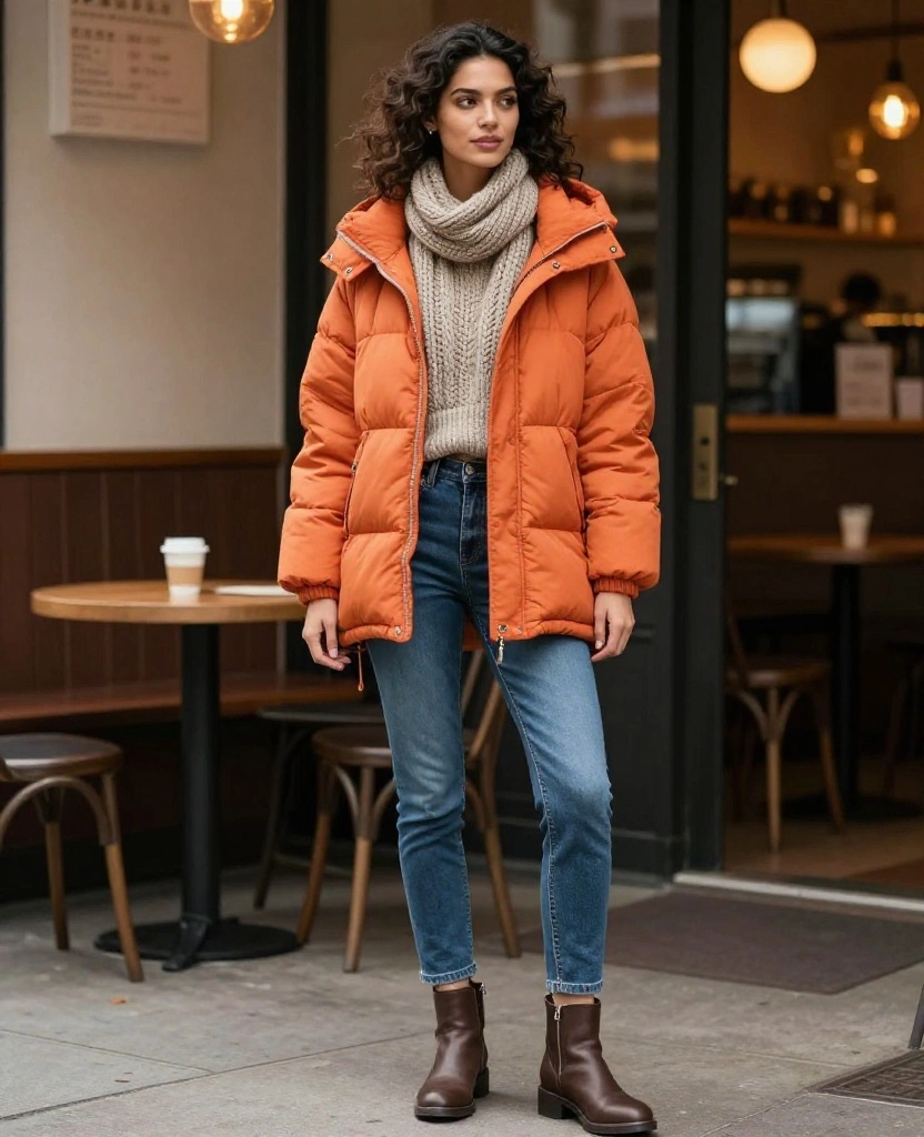12 Chic November Looks for Milwaukee That'll Keep You Cozy and Stylish! 8 What to Wear in Milwaukee in November 12 Chic November Looks for Milwaukee That'll Keep You Cozy and Stylish! - 2. Puffer Jacket and Chunky Scarf 1