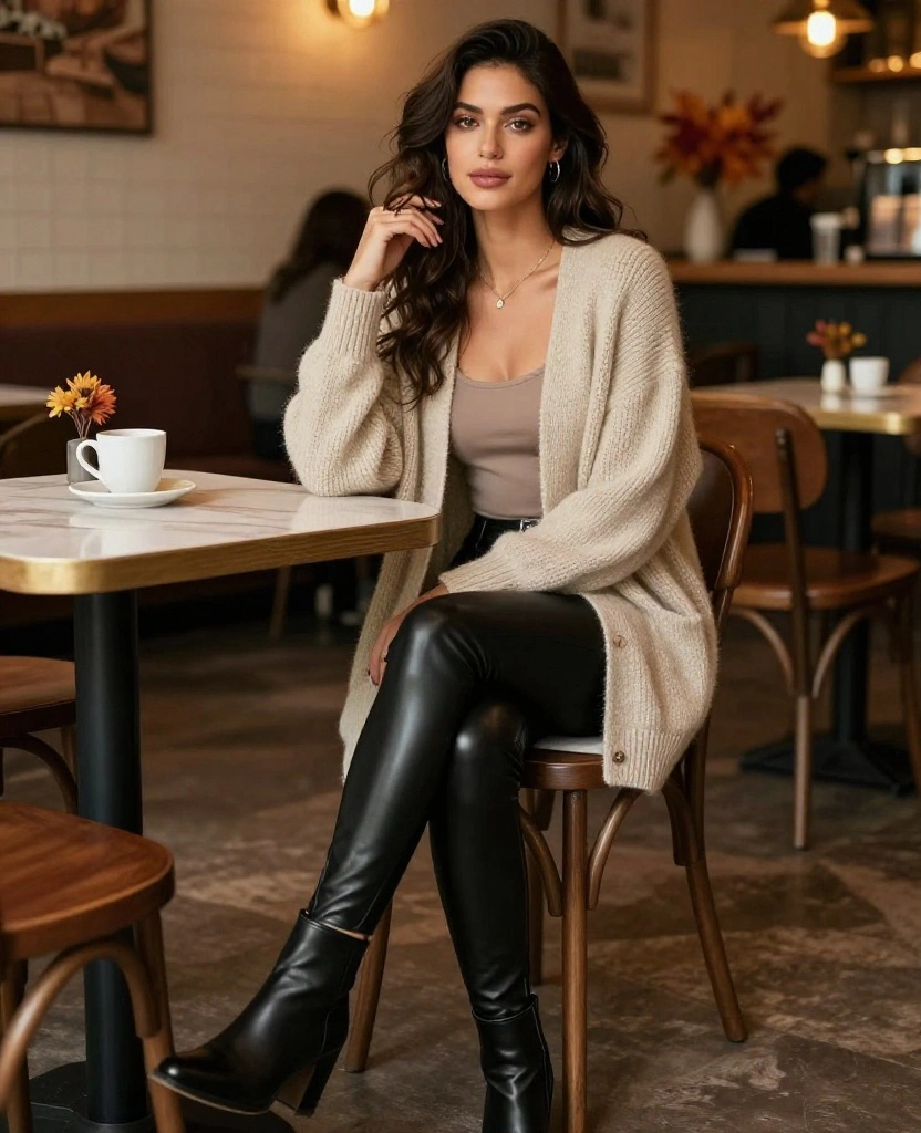 12 Chic November Looks for Milwaukee That'll Keep You Cozy and Stylish! 22 What to Wear in Milwaukee in November 12 Chic November Looks for Milwaukee That'll Keep You Cozy and Stylish! - 4. Oversized Cardigan and Leather Leggings 1