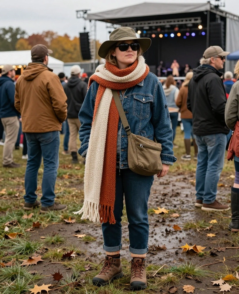12 Festival Outfit Accessories You’ll Need for November in the USA (Your Feet Will Thank You for #7!) 42 What to Wear to Music Festivals in the USA in November 12 Festival Outfit Accessories You’ll Need for November in the USA (Your Feet Will Thank You for #7!) - 8. A Cozy Scarf That Works as a Warm Layer 1
