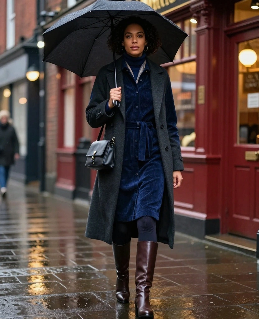 12 Liverpool Nightlife Outfits for November That Look Sharp and Keep You Warm (No Bulky Layers!) 63 What to wear in Liverpool in November 12 Liverpool Nightlife Outfits for November That Look Sharp and Keep You Warm (No Bulky Layers!) - 11. The Belted Shirt Dress with a Wool Coat 1