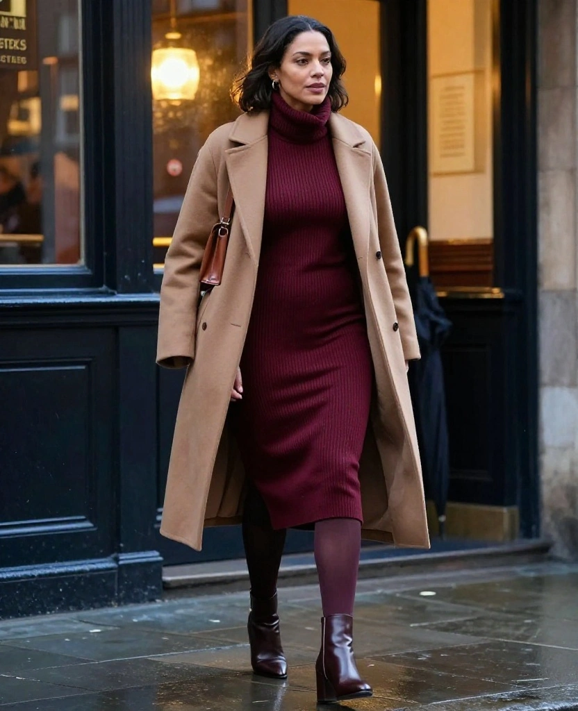 12 Liverpool Nightlife Outfits for November That Look Sharp and Keep You Warm (No Bulky Layers!) 74 What to wear in Liverpool in November 12 Liverpool Nightlife Outfits for November That Look Sharp and Keep You Warm (No Bulky Layers!) - 12. The Refined Knit Dress with a Longline Coat 1
