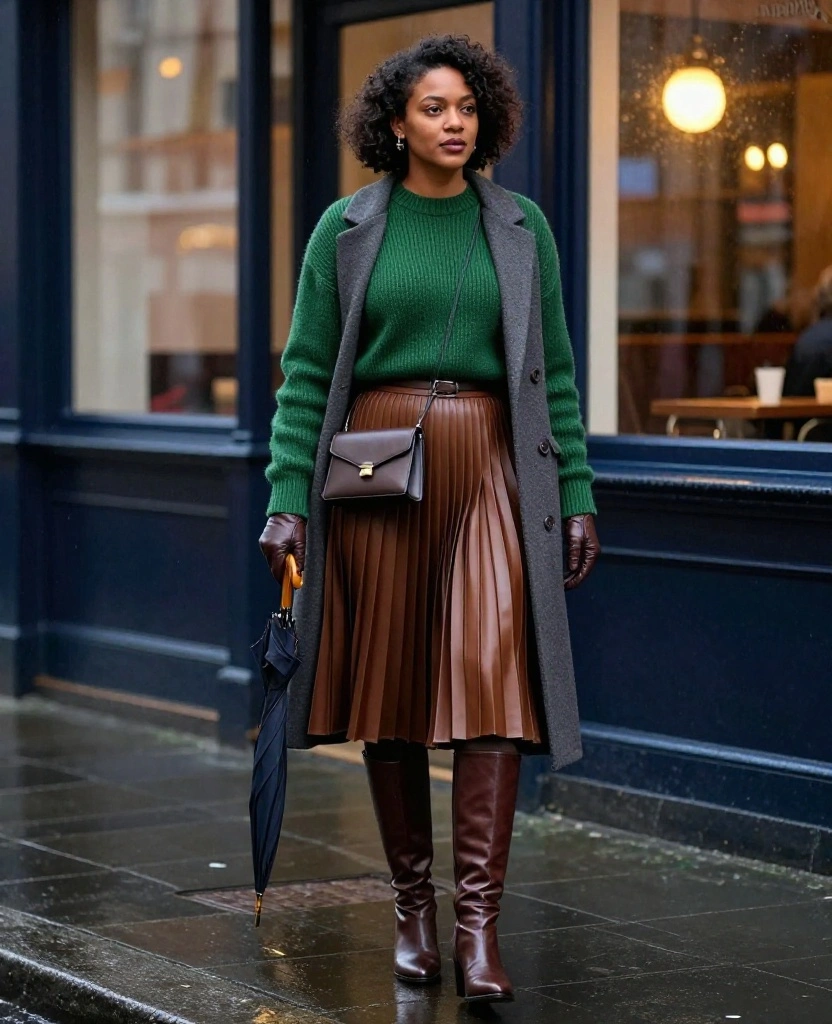 12 Liverpool Nightlife Outfits for November That Look Sharp and Keep You Warm (No Bulky Layers!) 32 What to wear in Liverpool in November 12 Liverpool Nightlife Outfits for November That Look Sharp and Keep You Warm (No Bulky Layers!) - 6. The Pleated Midi Skirt and Fitted Sweater 1