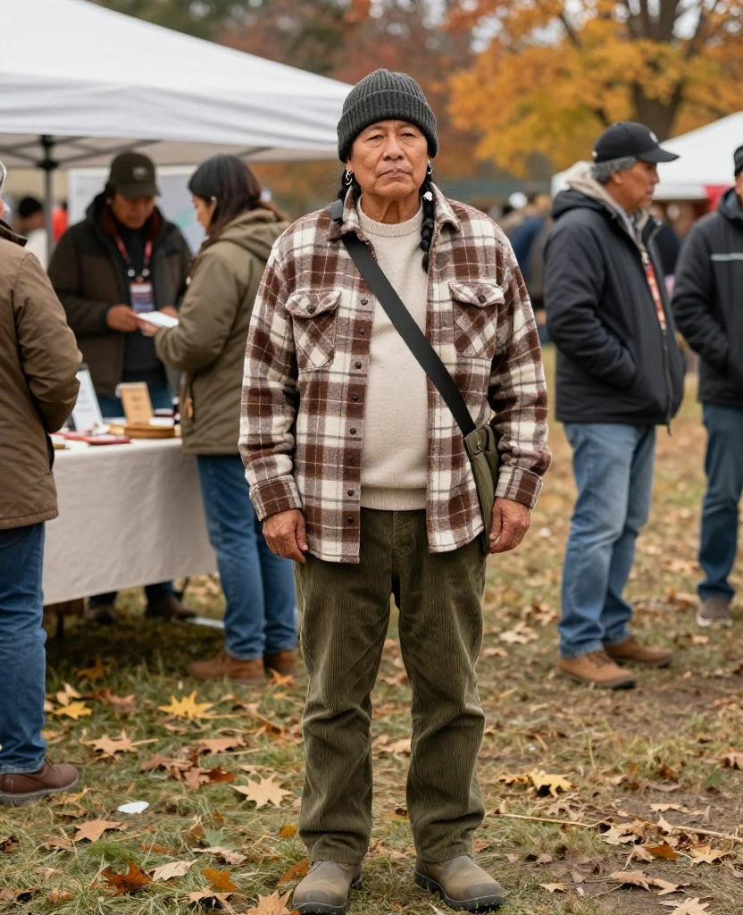 12 Native American Heritage Month Outfits for November Cultural Events: Thoughtful, Comfortable, and Weather-Ready! 22 What to Wear to November Cultural Festivals in the USA 12 Native American Heritage Month Outfits for November Cultural Events: Thoughtful, Comfortable, and Weather-Ready! - 4. The Flannel Overshirt, Thermal Base, and Corduroy Combination 1