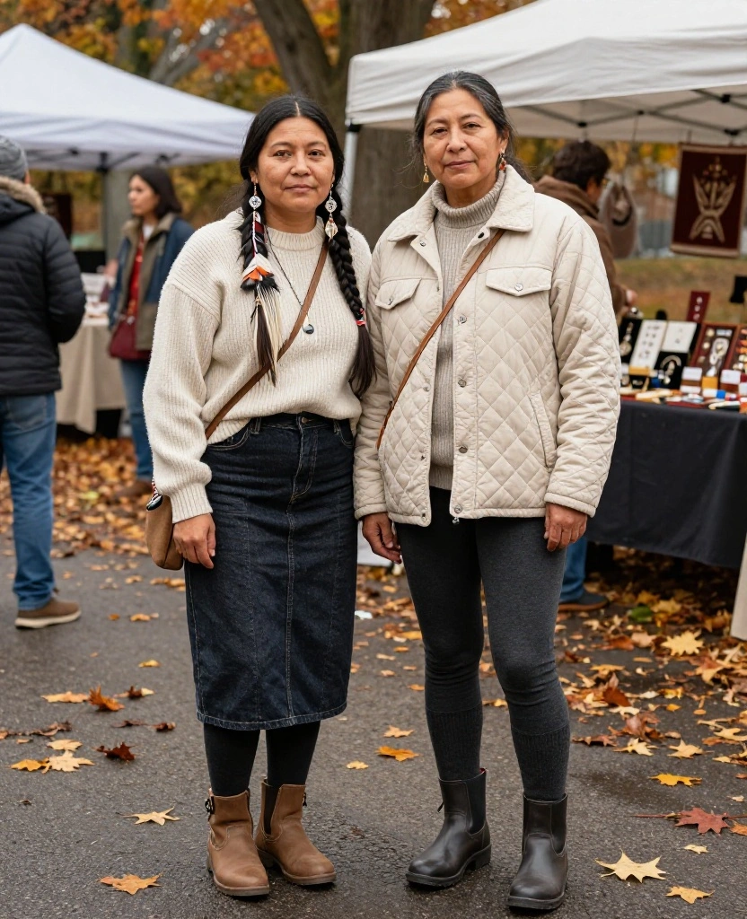 12 Native American Heritage Month Outfits for November Cultural Events: Thoughtful, Comfortable, and Weather-Ready! 52 What to Wear to November Cultural Festivals in the USA 12 Native American Heritage Month Outfits for November Cultural Events: Thoughtful, Comfortable, and Weather-Ready! - 8. A Midi Skirt, Warm Tights, and Chunky Sweater 1