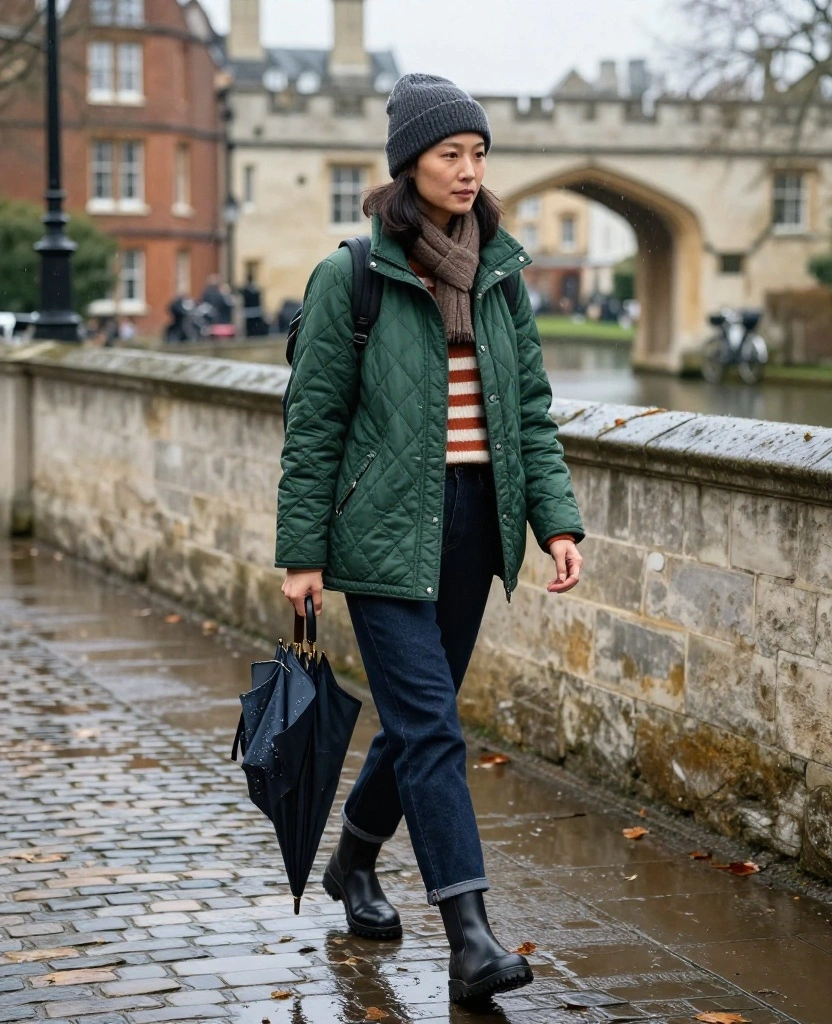 12 Stylish Cambridge November Outfits for Rainy Sightseeing Days (Yes, You Can Look Cute and Stay Dry!) 8 What to Wear in Cambridge in November 12 Stylish Cambridge November Outfits for Rainy Sightseeing Days (Yes, You Can Look Cute and Stay Dry!) - 2. The Quilted Jacket, Straight-Leg Jeans, and Waterproof Chelsea Boots 1