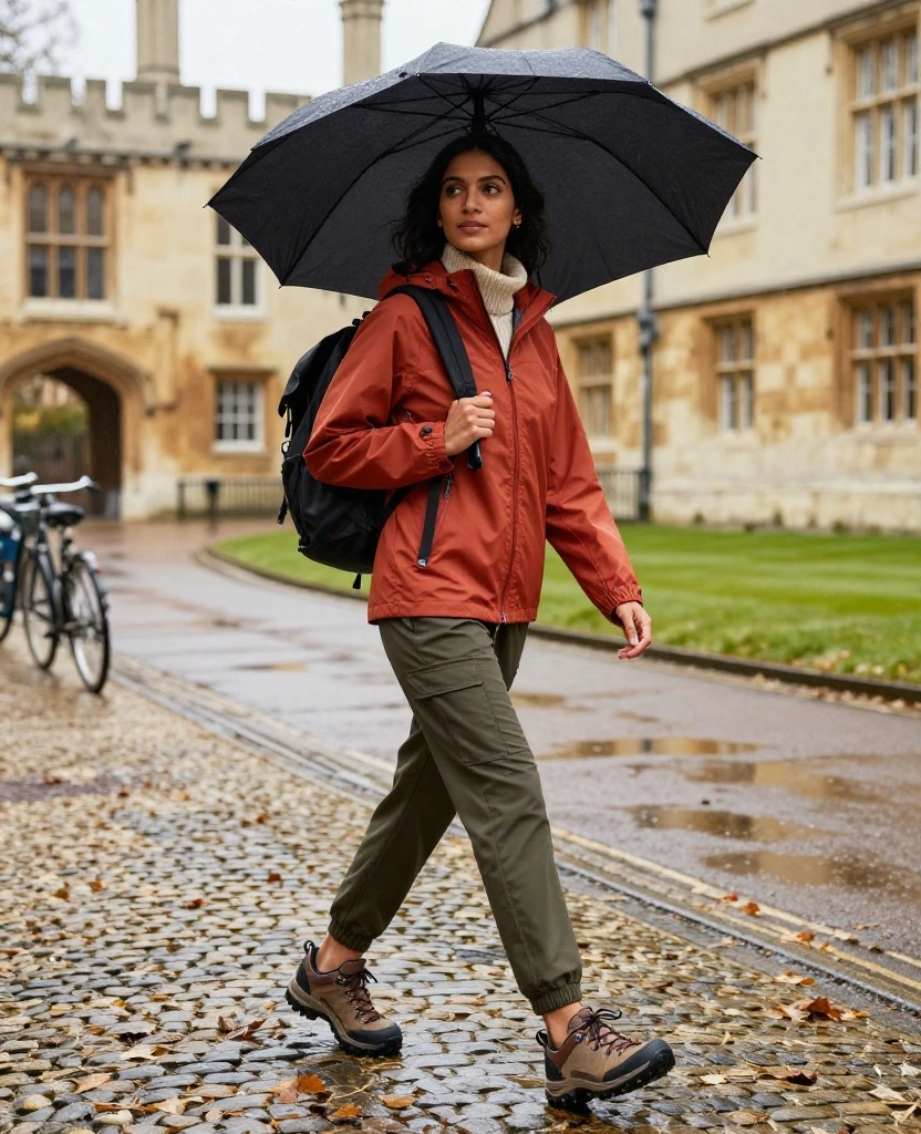 12 Stylish Cambridge November Outfits for Rainy Sightseeing Days (Yes, You Can Look Cute and Stay Dry!) 25 What to Wear in Cambridge in November 12 Stylish Cambridge November Outfits for Rainy Sightseeing Days (Yes, You Can Look Cute and Stay Dry!) - 5. The Short Rain Shell with a Merino Jumper and Utility Trousers 1