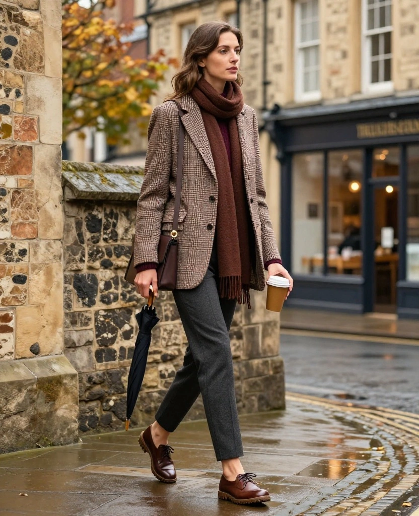 12 York City Break Outfits That Are Cute Enough for Photos and Comfy Enough for Exploring 9 What to Wear in York in November 12 York City Break Outfits That Are Cute Enough for Photos and Comfy Enough for Exploring - 3. Checked Blazer, Fine Knit and Comfortable Trousers 1
