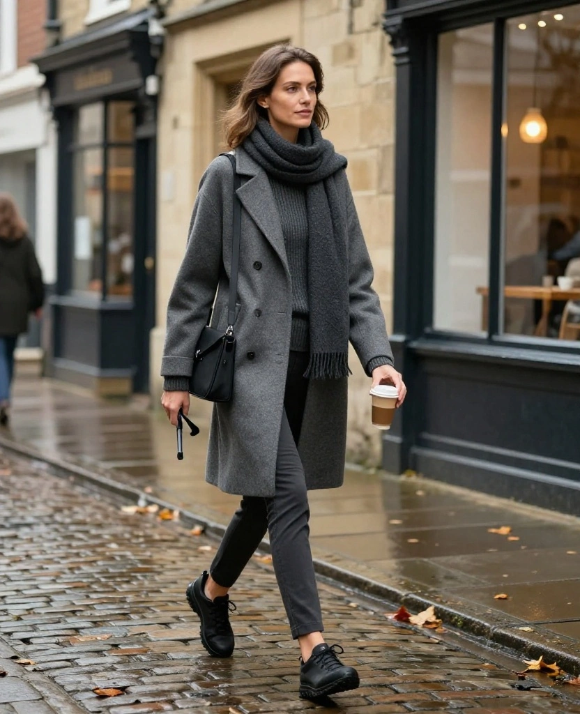 12 York City Break Outfits That Are Cute Enough for Photos and Comfy Enough for Exploring 21 What to Wear in York in November 12 York City Break Outfits That Are Cute Enough for Photos and Comfy Enough for Exploring - 5. Soft Charcoal Layers for a Clean Monochrome Look 1