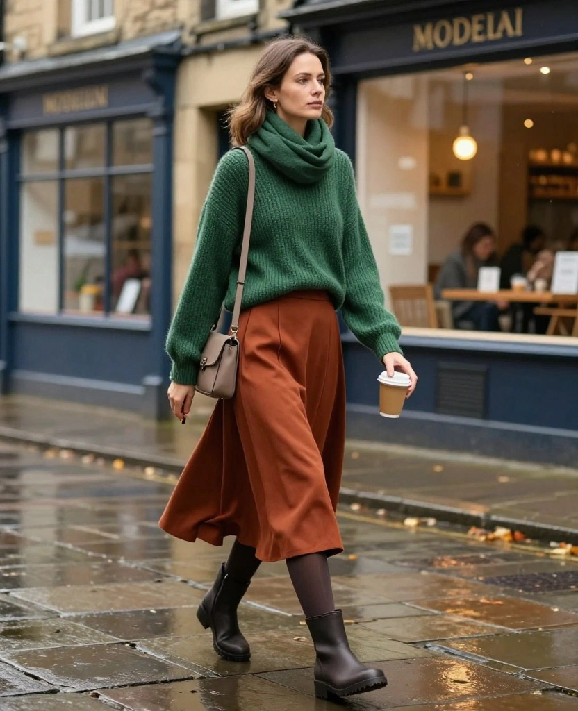 12 York City Break Outfits That Are Cute Enough for Photos and Comfy Enough for Exploring 22 What to Wear in York in November 12 York City Break Outfits That Are Cute Enough for Photos and Comfy Enough for Exploring - 6. Midi Skirt, Opaque Tights and a Cosy Jumper 1