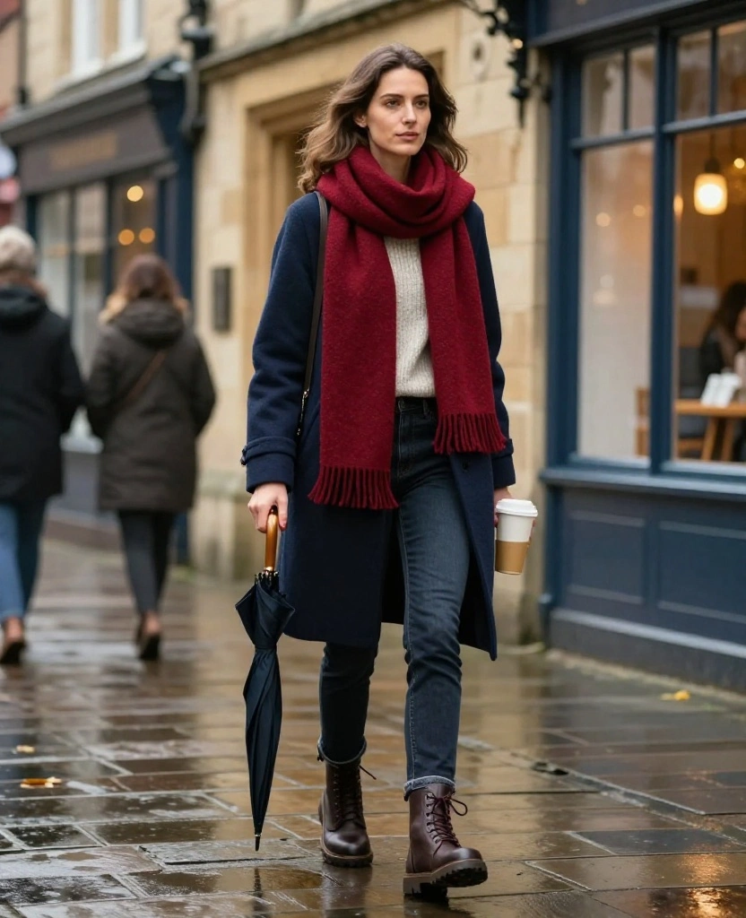 12 York City Break Outfits That Are Cute Enough for Photos and Comfy Enough for Exploring 39 What to Wear in York in November 12 York City Break Outfits That Are Cute Enough for Photos and Comfy Enough for Exploring - 9. A Berry Scarf Outfit with Neutral Layers 1