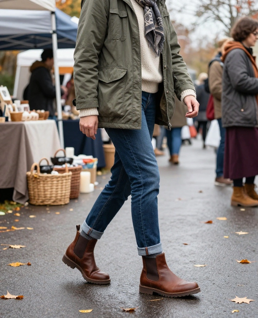 13 Best Shoes to Wear to November Craft Festivals When You’ll Be Walking for Hours 22 What to Wear to November Craft Festivals in the USA 13 Best Shoes to Wear to November Craft Festivals When You’ll Be Walking for Hours - 4. Leather Chelsea Boots with a Comfortable Lug Sole 1