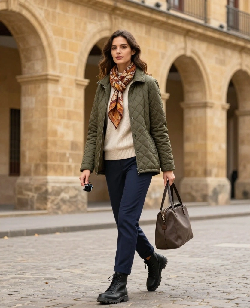 13 Chic November Outfits for Salamanca That Make Travel Photos Look Instantly Better! 8 What to Wear in Salamanca in November 13 Chic November Outfits for Salamanca That Make Travel Photos Look Instantly Better! - 2. Quilted Layer, Tailored Trousers, and Walking Boots 1