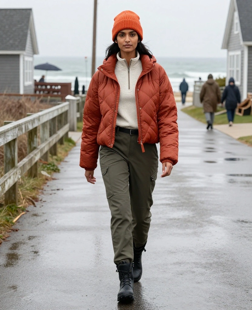 13 Chic Rainy-Day Outfits for Martha's Vineyard in November (Stay Dry Without Looking Boring!) 37 What to Wear in Marthas Vineyard in November 13 Chic Rainy-Day Outfits for Martha's Vineyard in November (Stay Dry Without Looking Boring!) - 5. A Cropped Puffer with Waterproof Utility Pants 1